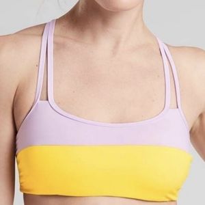 athleta pink and yellow bikini chroma cross Sm New
